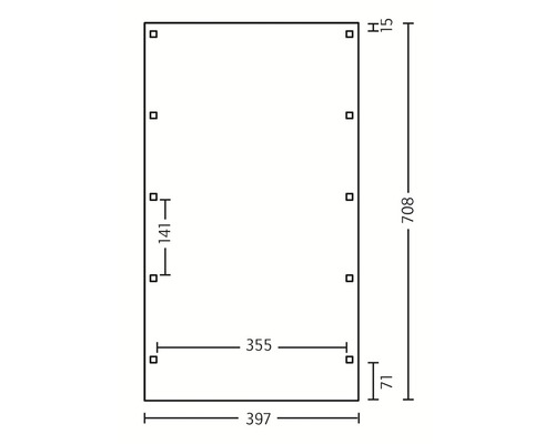Technische Zeichnung mit Maßangaben des Produkts