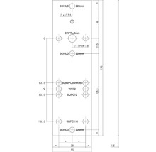 Bohrschablone Edelstahl für Türbeschläge HxB 193/55 mm