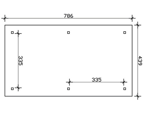 Technische Zeichnung mit Maßangaben 786 x 439 mm