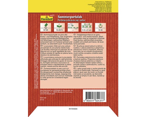 Sommerportulak Samenpackung von FloraSelf mit Informationen zu Aussaat, Standort und Eigenschaften