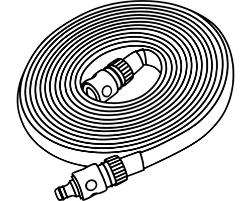 Aufgerollter Gartenschlauch mit Anschlussstücken