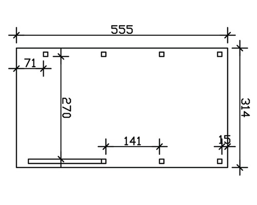 Technische Zeichnung mit Maßangaben in Millimetern