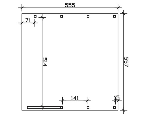 Technische Zeichnung mit Maßangaben.