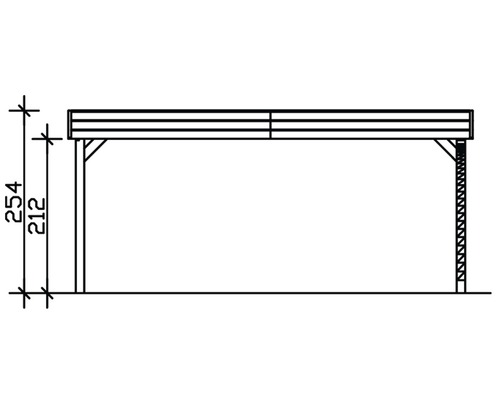 Technische Zeichnung eines Unterstandes mit Höhenangaben