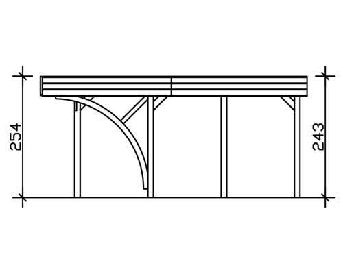 Technische Zeichnung eines Pavillons mit Höhenangaben