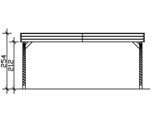 Technische Zeichnung eines Carports mit Höhenangabe