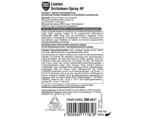 Lizetan Orchideen Spray AF, Insektizid und Akarizid mit Kontaktwirkung, 500 ml