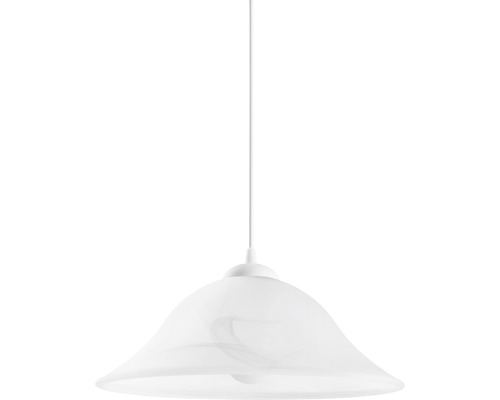 Weiße Hängelampe mit Glasschirm