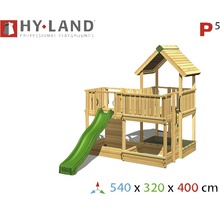 Hy-Land Spielplatz aus Holz mit Rutsche und Spielhaus
