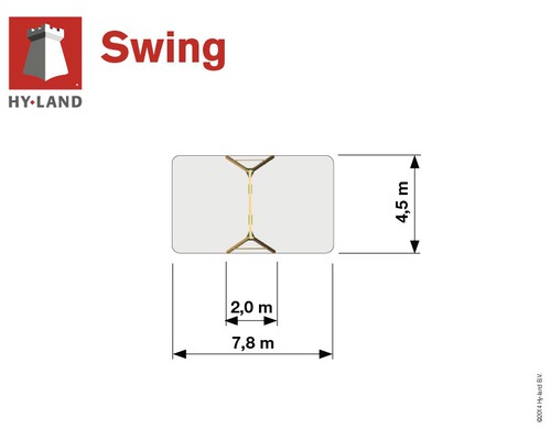 Grundriss einer Schaukel mit Maßangaben