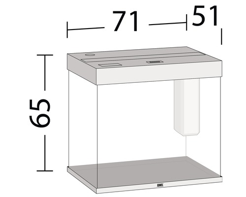 Abbildung mit Maßangaben eines Aquariums