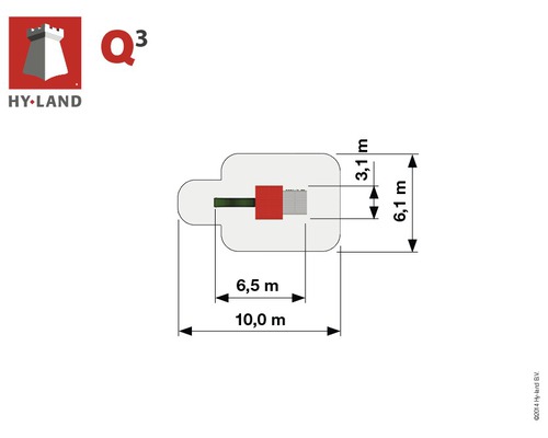 Abmessungen des Hy-Land Q3 Spielplatzes