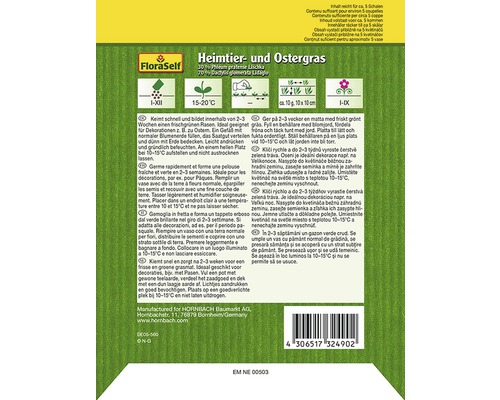 FloraSelf Heimtier- und Ostergras Packungsinformationen