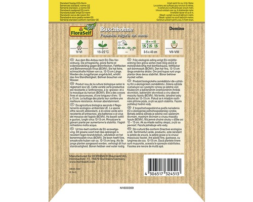 Samenpackung Buschbohne Domino der Marke FloraSelf