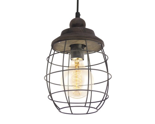 Hängelampe mit Metallkäfig und Leuchtmittel