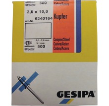 Packung Kupfer Blindnieten 3,0 x 10,0 Millimeter
