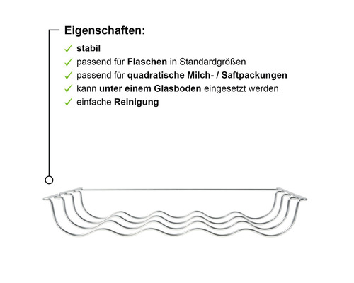 Flaschenregal aus Metall zur Montage unter einem Glasboden