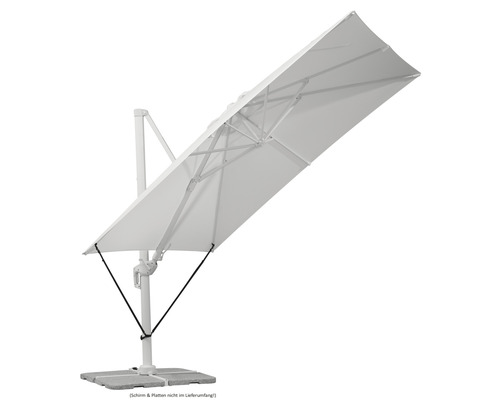Freiarm-Sonnenschirm mit rechteckigem Schirm und Standfuß