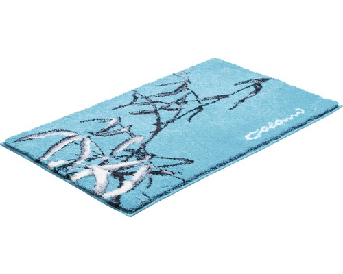 Türkisfarbene Badematte mit Bambusmotiv