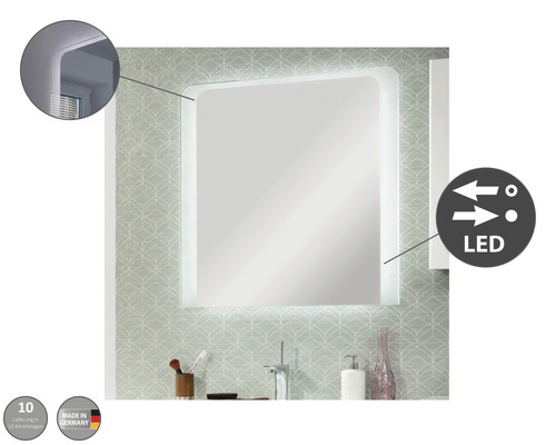 Quadratischer Badspiegel mit LED-Beleuchtung