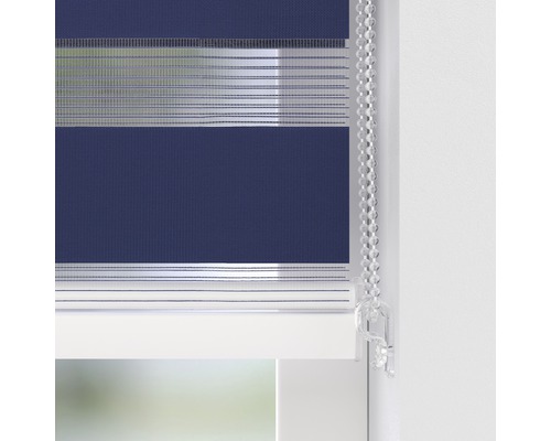 Fensterrollo mit Kettenzug und abwechselnden transparenten und blickdichten Streifen