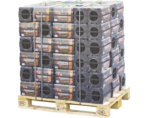 Palette aus Holzbriketts der Marke Rekord