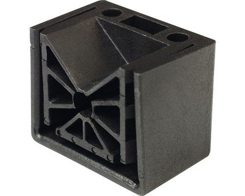 Schwarzer Eckverbinder aus Kunststoff