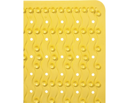 Gelbe Badewannenmatte mit Saugnäpfen und Löchern