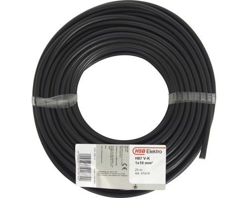 Elektrokabel H07 V-K, 1x10 mm², 25 Meter Rolle