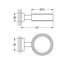 Technische Zeichnung eines Handtuchrings mit Maßangaben