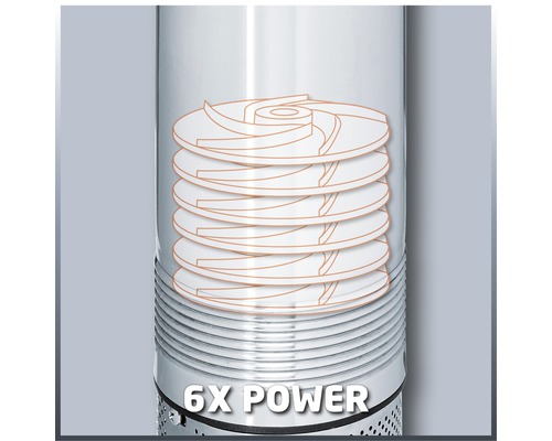 Detailansicht einer Einhell Tiefbrunnenpumpe mit sechs Turbinen für mehr Leistung