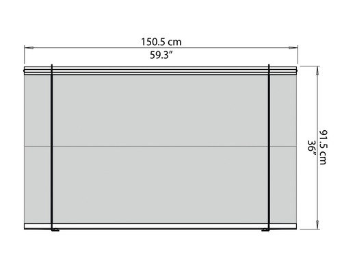 Technische Zeichnung eines Schranks mit Maßangaben