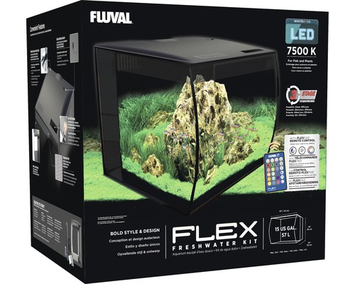 Fluval Flex Süßwasseraquarium Komplettset mit Beleuchtung und Filteranlage in Produktverpackung