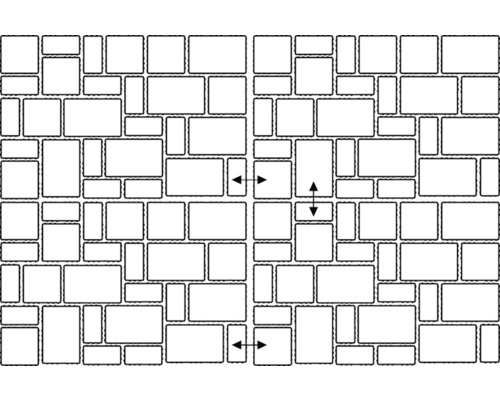 Illustration eines Pflasterverbandes mit unterschiedlichen Rechteckformaten