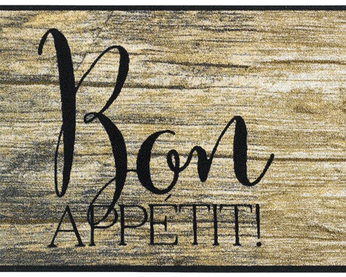 Fußmatte mit dem Schriftzug Bon Appetit und Holzoptik