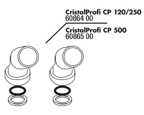 Zeichnung von CristalProfi Winkelstücken und Dichtungsringen