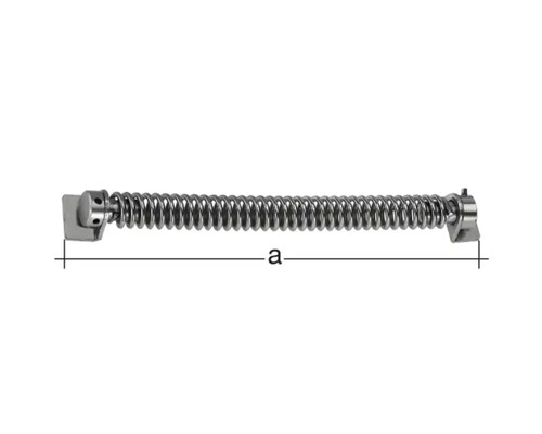 Metallene Türschließfeder mit Spannvorrichtung und Größenangabe