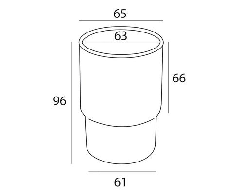 Technische Zeichnung eines Pflanzgefäßes mit Maßangaben