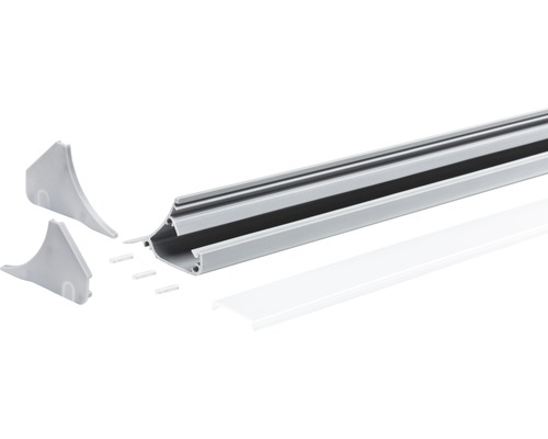 Aluminiumprofil für LED-Streifen mit Endkappen und Abdeckung
