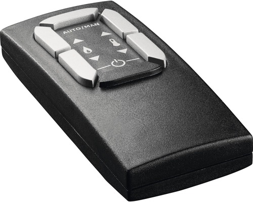 Schwarze Fernbedienung mit Tasten zur Steuerung von Heizung und Belüftung