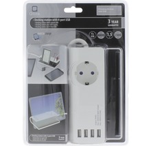 USB Docking Station 4x USB + Halter für Tablet und Smartphone + 1x Schutzkontaktsteckdose-thumb-2