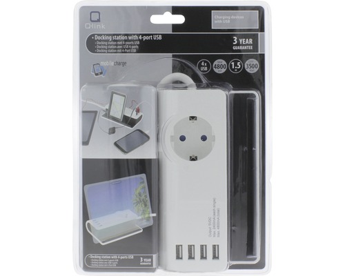 Dockingstation mit vier USB-Anschlüssen in Verpackung