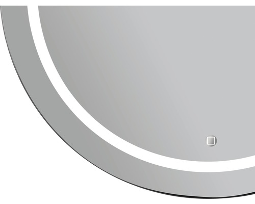 Detailansicht eines runden Spiegels mit LED-Beleuchtung