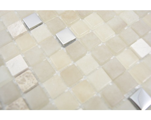 Mosaikfliese aus Naturstein und Metall
