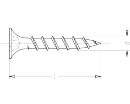 Technische Zeichnung einer Schraube mit Abmessungsangaben.