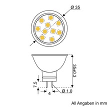 LED Reflektorlampe MR11 dimmbar GU4/1,7W 165 lm 3000 K warmweiß SMD-Spot 10er-thumb-2