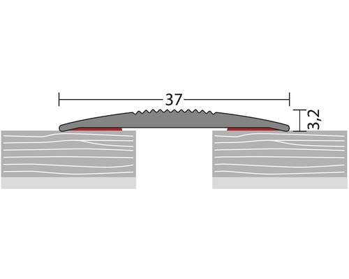 Illustration eines 37 Millimeter breiten und 3,2 Millimeter hohen Übergangsprofils.
