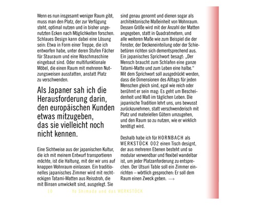 Text über Yo Shimada und das Werkstück