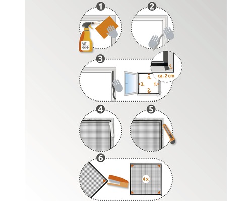 Anleitung zur Montage eines Insektenschutzgitters am Fensterrahmen in sechs Schritten