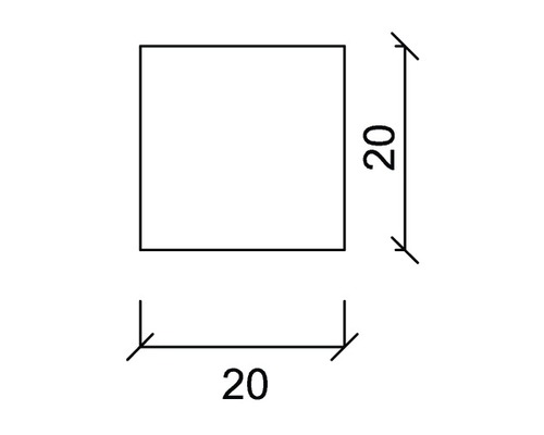 Quadratische Form mit Maßangabe 20 x 20